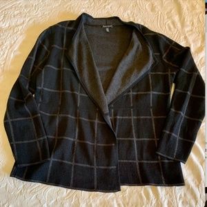 Eileen Fisher merino plaid cardigan